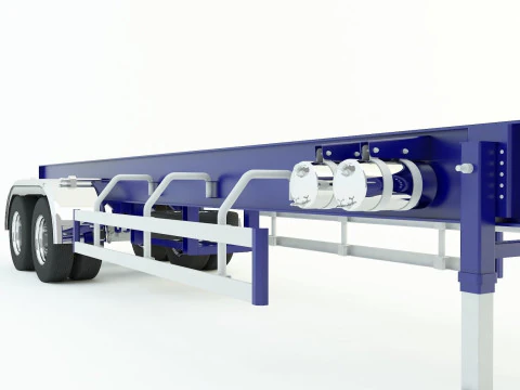 Blue truck trailer 3D Model