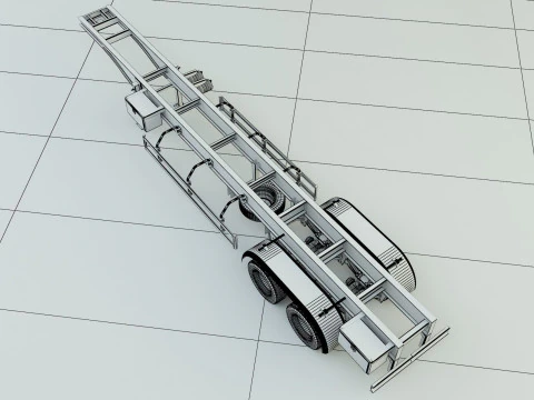 Blue truck trailer 3D Model