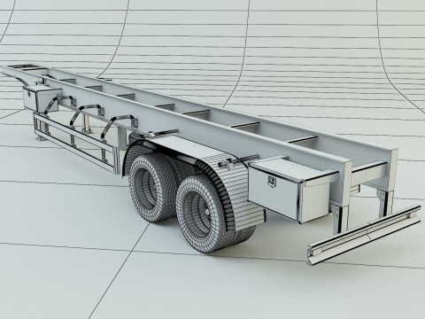 Blue truck trailer 3D Model