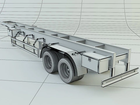Blue truck trailer 3D Model