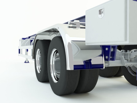 Blue truck trailer 3D Model