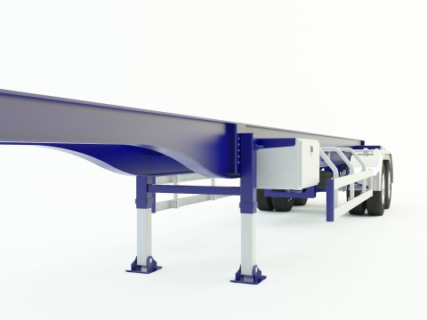 Blue truck trailer 3D Model