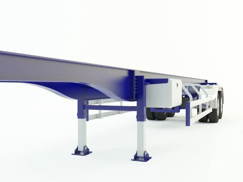 Blue truck trailer 3D Model
