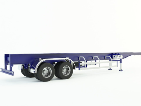Blue truck trailer 3D Model