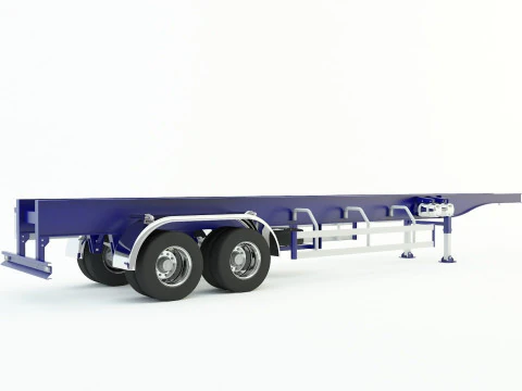Blue truck trailer 3D Model