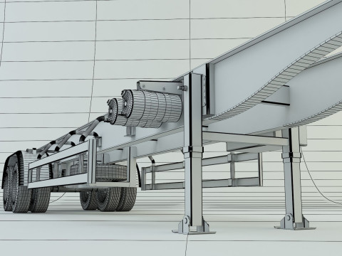 Blue truck trailer 3D Model