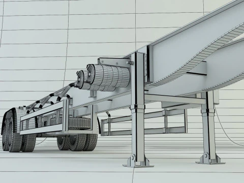 Blue truck trailer 3D Model