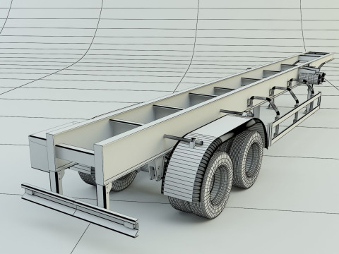 Blue truck trailer 3D Model