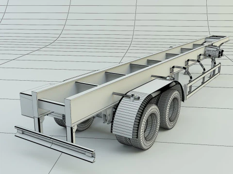 Blue truck trailer 3D Model