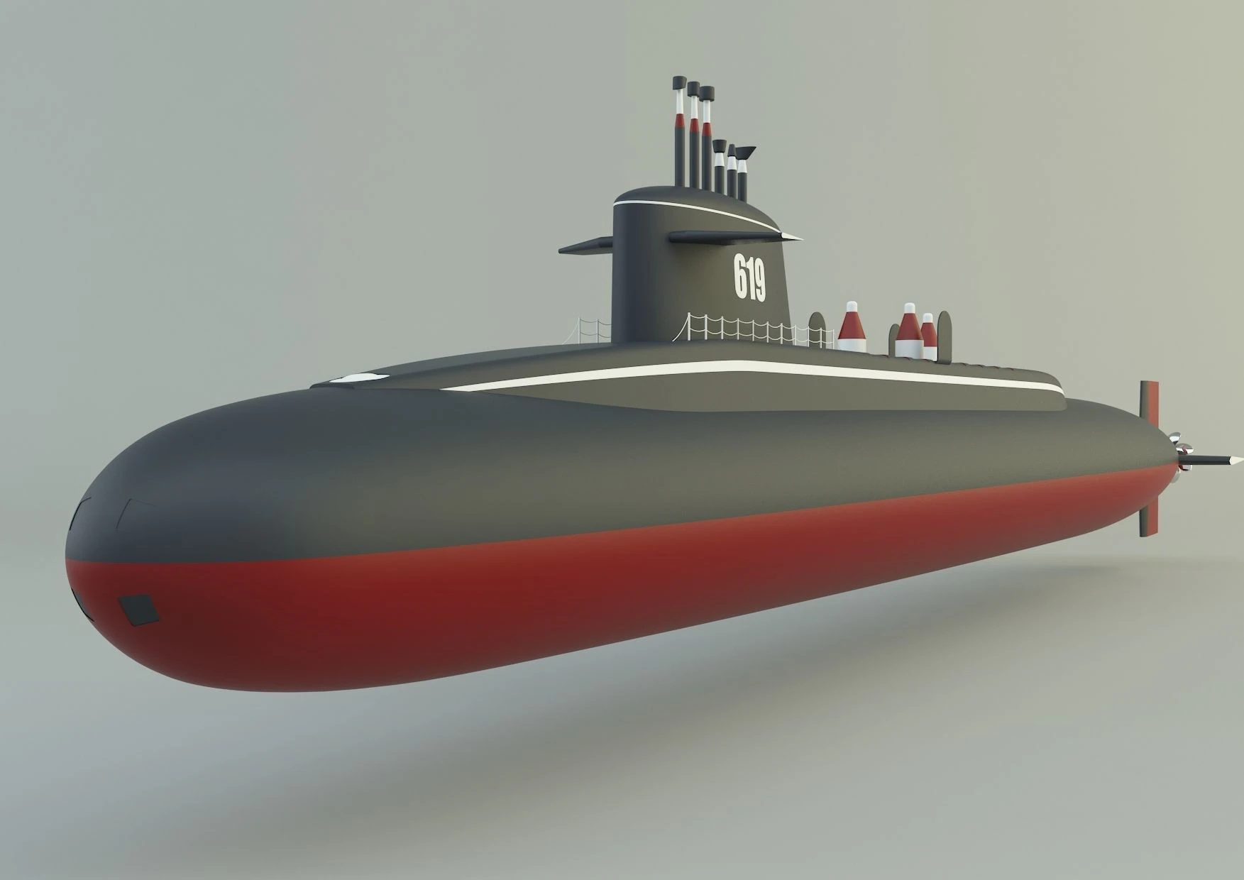 Andrew Jackson SSBN 619 military submarine model 3D Model .c4d .max .obj .3ds .fbx .stl .blend 