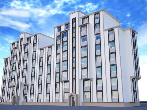 B&uuml;y&uuml;k bina 3D modeli 3D Model