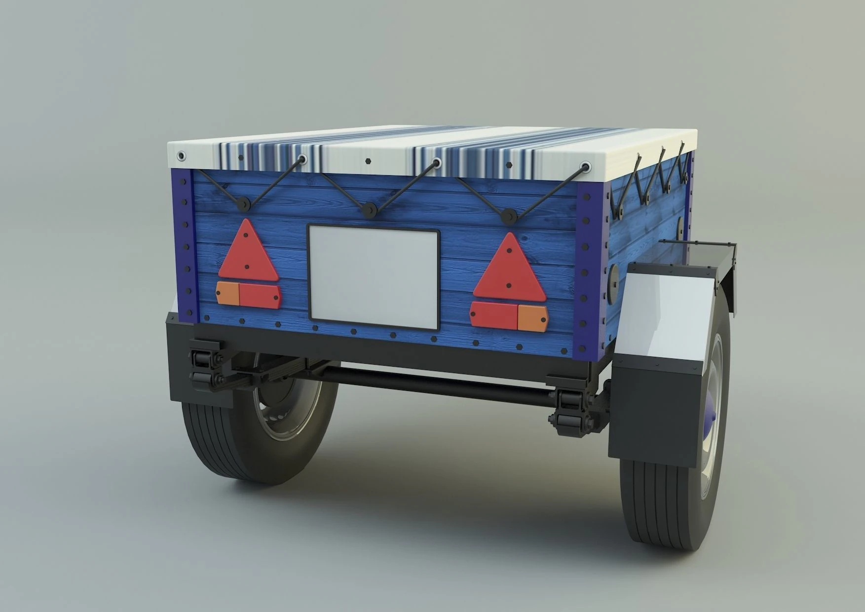 Blue car trailer model 3D Model .c4d .max .obj .3ds .fbx .stl .blend