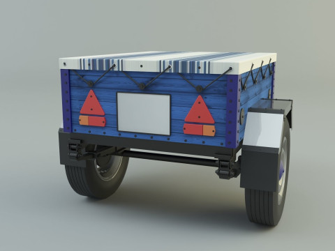 Blue car trailer model 3D 모델