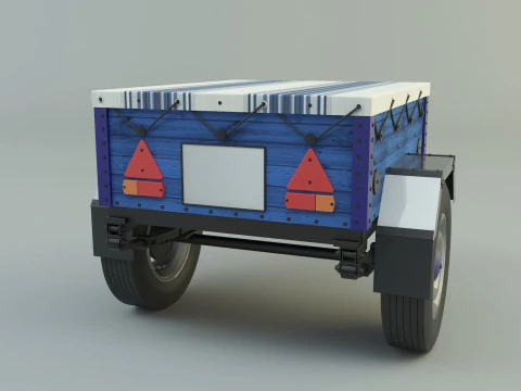 Modello di rimorchio per auto blu Modello 3D