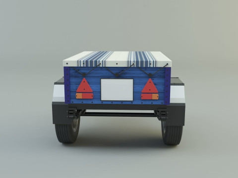 Blue car trailer model Modelo 3D