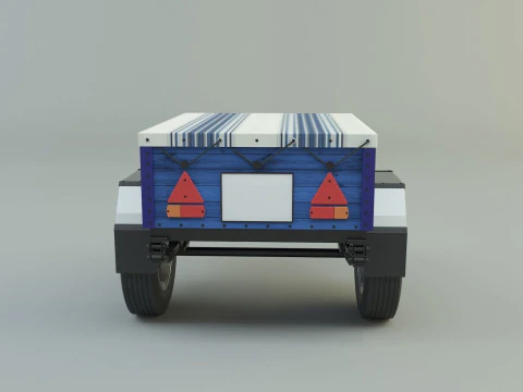 Blue car trailer model 3D Model