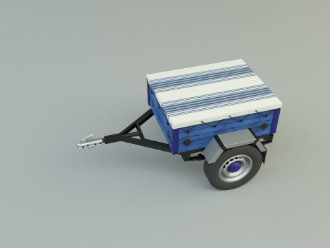 Blue car trailer model Modelo 3D