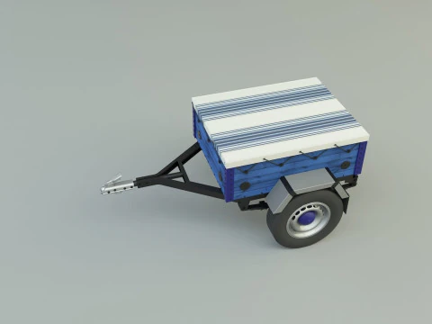 Blue car trailer model 3D Model