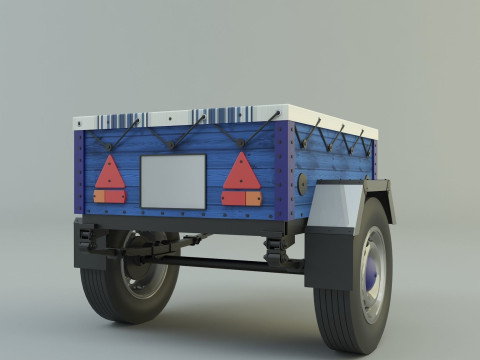 Blue car trailer model Modelo 3D