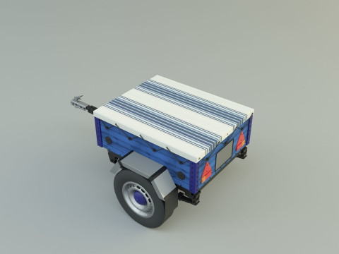 Blue car trailer model Modelo 3D