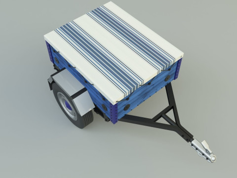 Blue car trailer model Modelo 3D