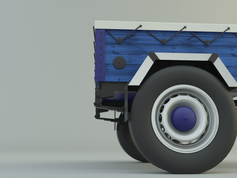 Blue car trailer model Modelo 3D