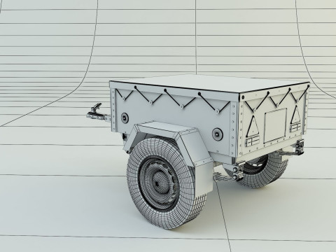 Blue car trailer model Modelo 3D