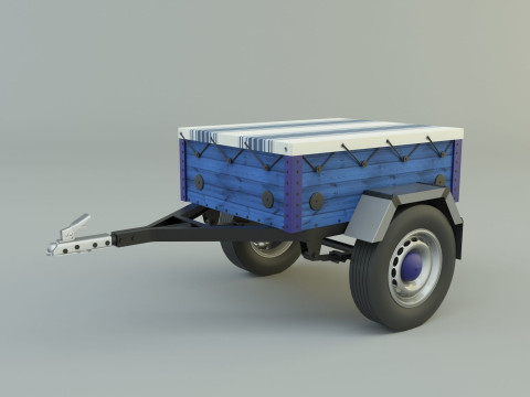 Blue car trailer model Modelo 3D