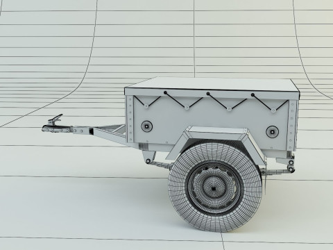Blue car trailer model Modelo 3D