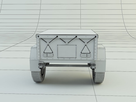 Blue car trailer model Modelo 3D