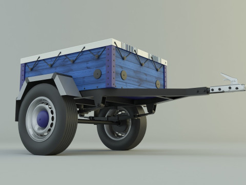 Blue car trailer model Modelo 3D