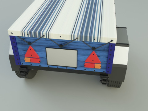 Blue car trailer model Modelo 3D