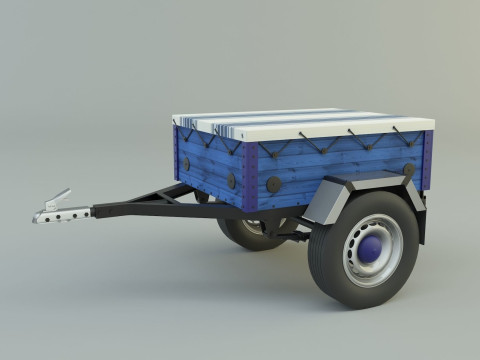 Blue car trailer model Modelo 3D