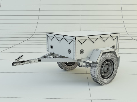 Blue car trailer model Modelo 3D
