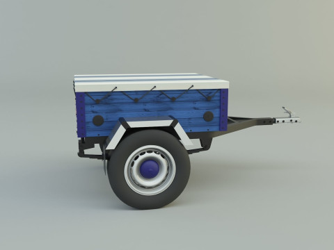 Blue car trailer model Modelo 3D
