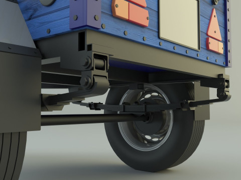 Blue car trailer model Modelo 3D