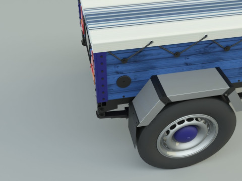 Blue car trailer model Modelo 3D