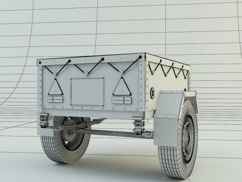 Blue car trailer model Modelo 3D