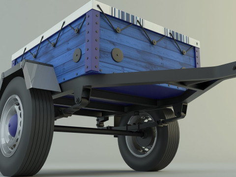 Blue car trailer model Modelo 3D