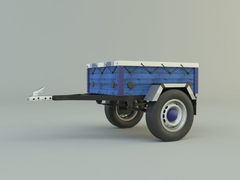 Blue car trailer model Modelo 3D