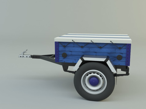 Blue car trailer model Modelo 3D