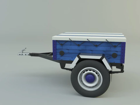 Blue car trailer model 3D Model
