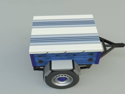 Blue car trailer model Modelo 3D