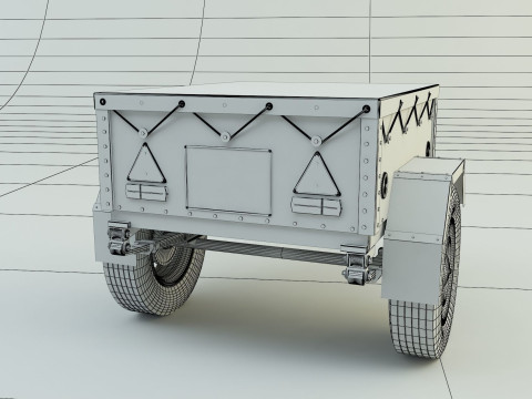 Blue car trailer model Modelo 3D