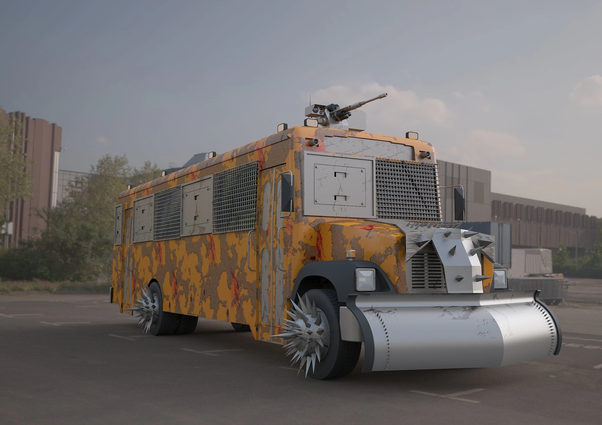 Bluebird school bus 3D Model .c4d .max .obj .3ds .fbx .stl .blend