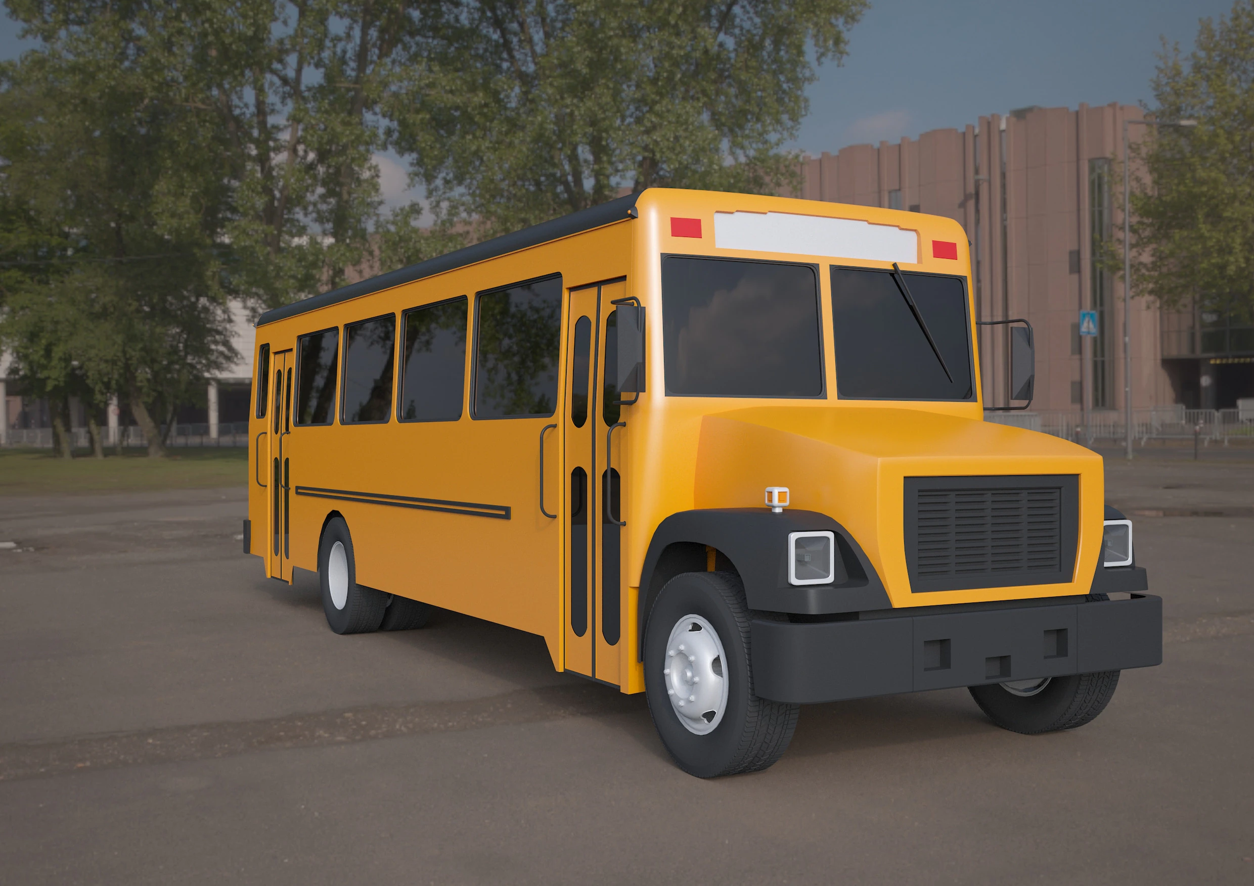 Bluebird school bus yellow 3D Model .c4d .max .obj .3ds .fbx .stl .blend 