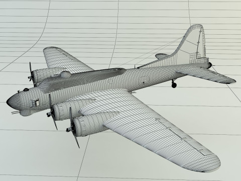 Boeing B-17 historic fighter jet Modello 3D