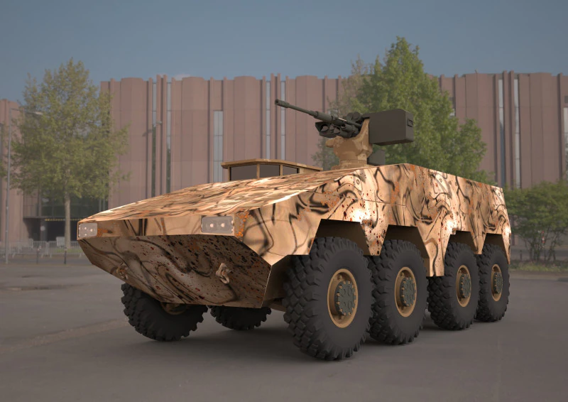 Ve&iacute;culo militar Boxer 8x8 Modelo 3D .c4d .max .obj .3ds .fbx .stl .blend 