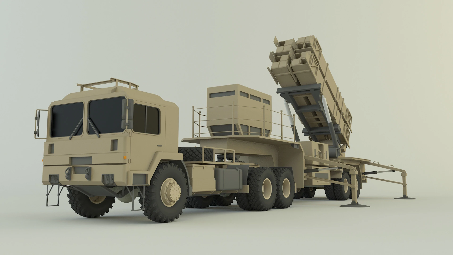 Truck military air defense 3D Model .c4d .max .obj .3ds .fbx .stl .blend 