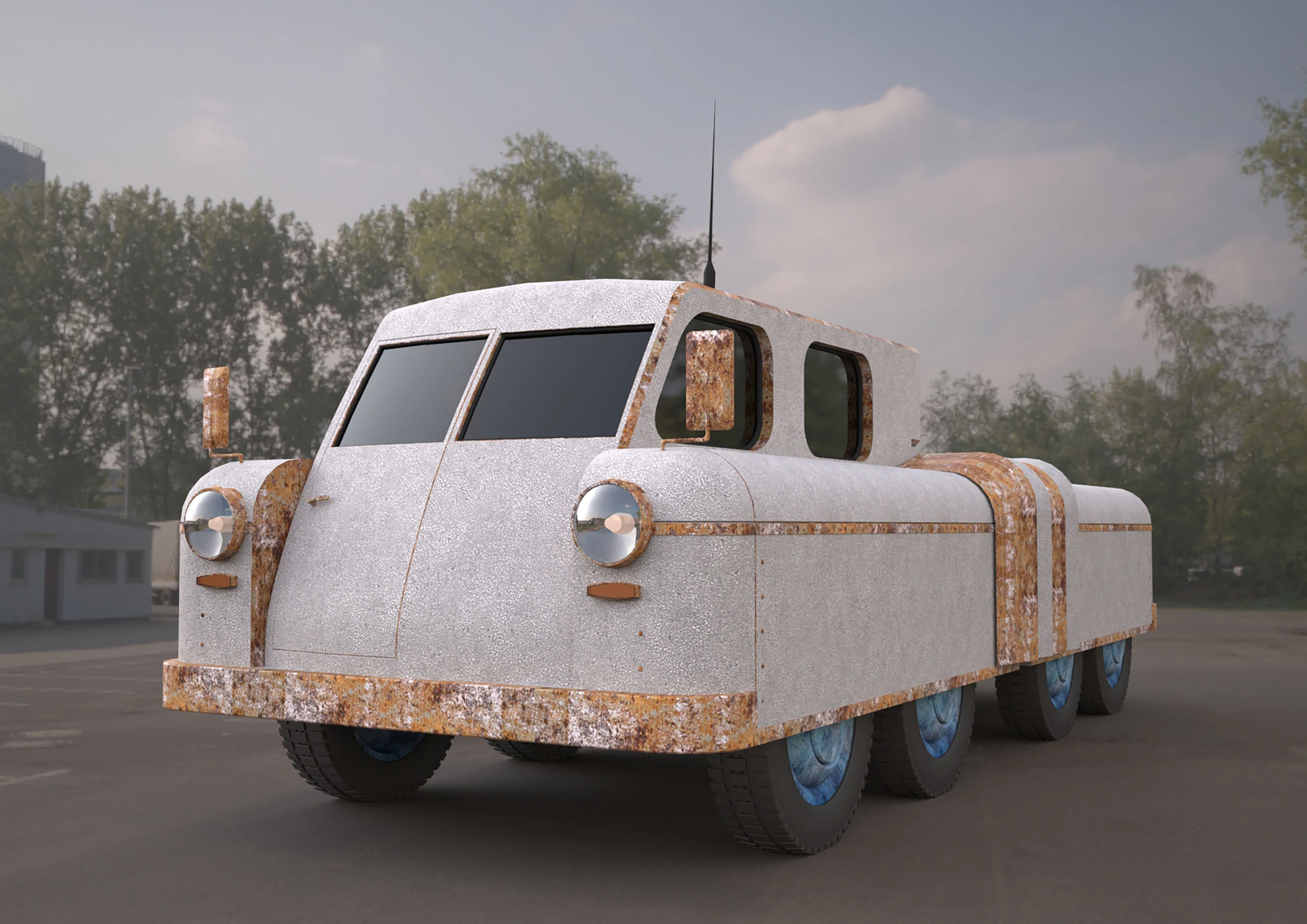 Chelyabinsk ATV Military Vehicle 3D Model .c4d .max .obj .3ds .fbx .stl .blend